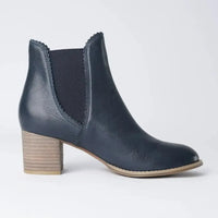 Sadore Navy Leather Ankle Boots, DJANGO & JULIETTE - Shouz