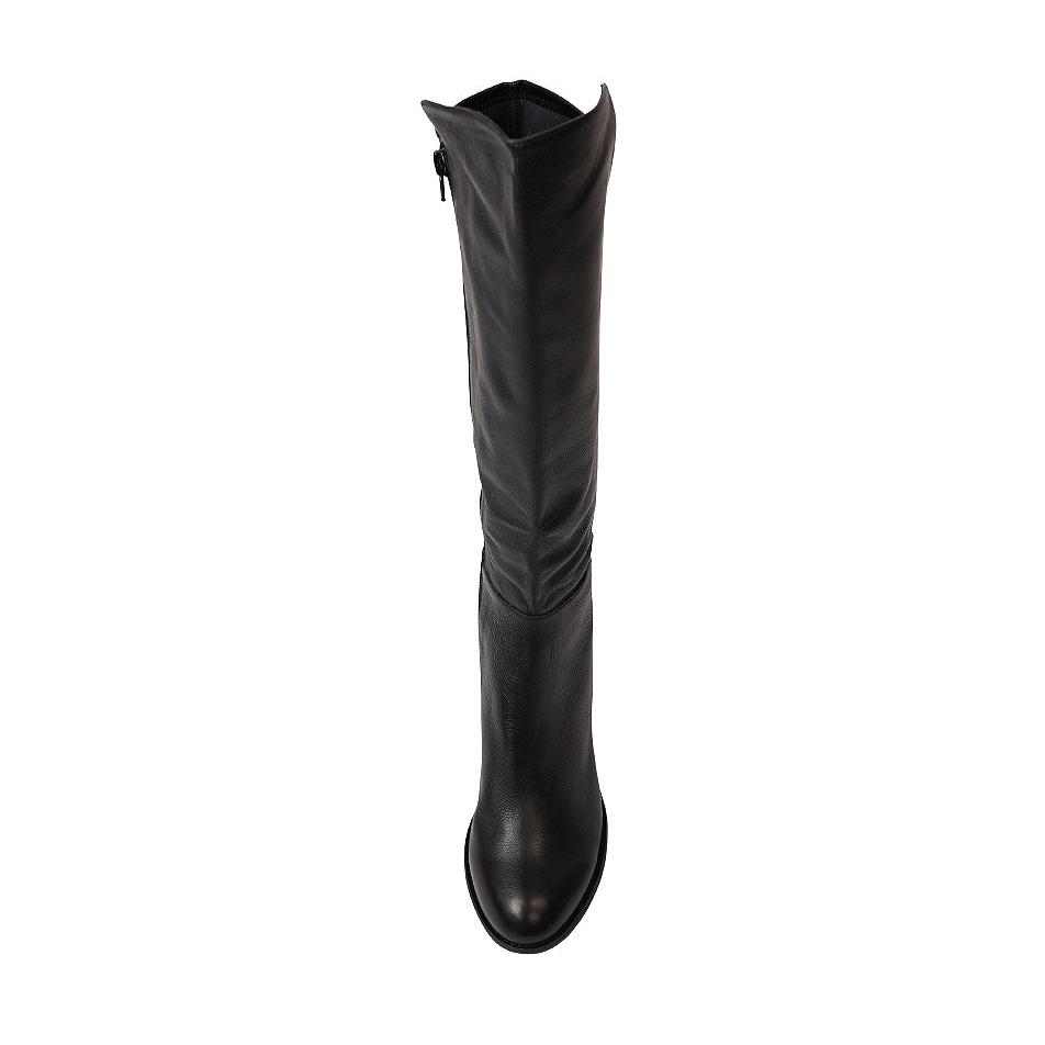 Setley Black/ Black Heel Leather Knee High Boots, DJANGO & JULIETTE - Shouz