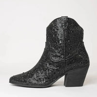 Wagon Black Jewels Leather Boots, DJANGO & JULIETTE - Shouz