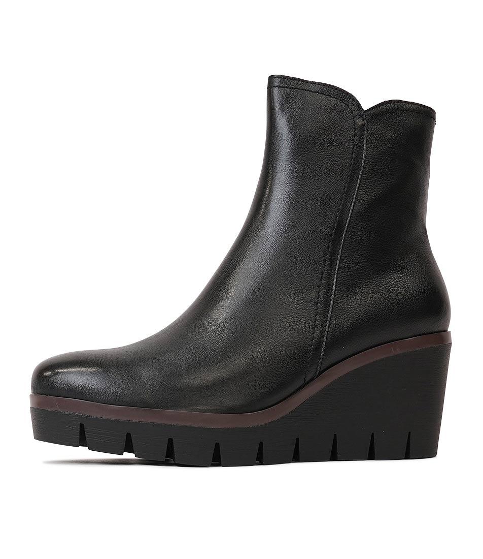 Nerrie Black Leather Wedge Boots, DJANGO & JULIETTE - Shouz