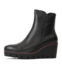 Nerrie Black Leather Wedge Boots, DJANGO & JULIETTE - Shouz