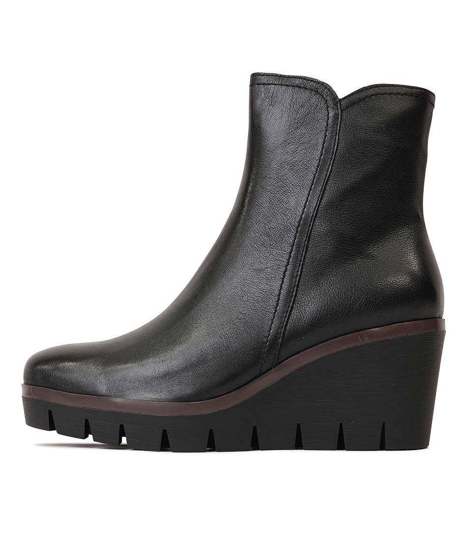 Nerrie Black Leather Wedge Boots, DJANGO & JULIETTE - Shouz