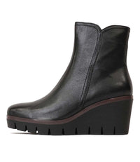 Nerrie Black Leather Wedge Boots, DJANGO & JULIETTE - Shouz