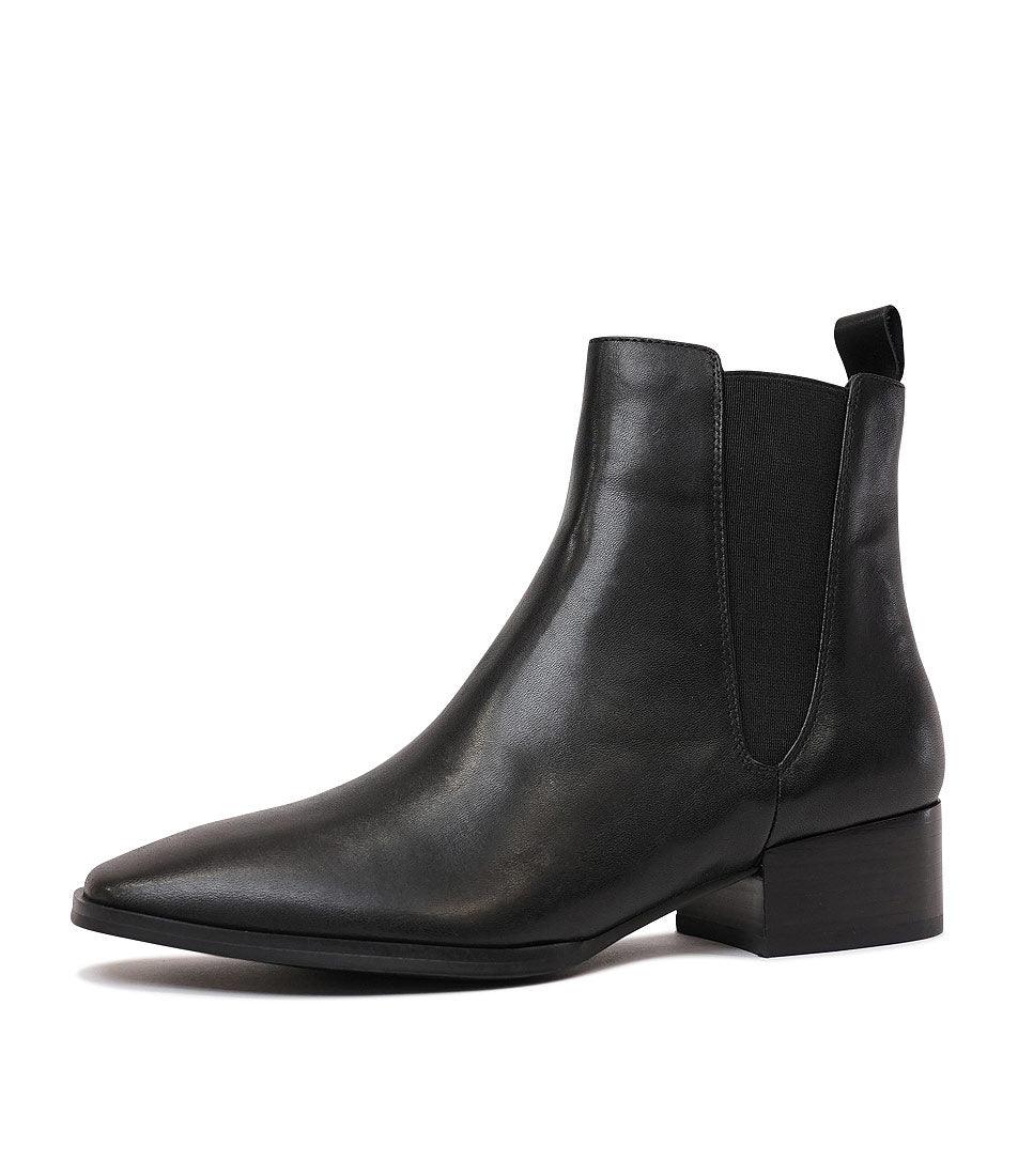 Kenya Black Leather Ankle Boots - Shouz