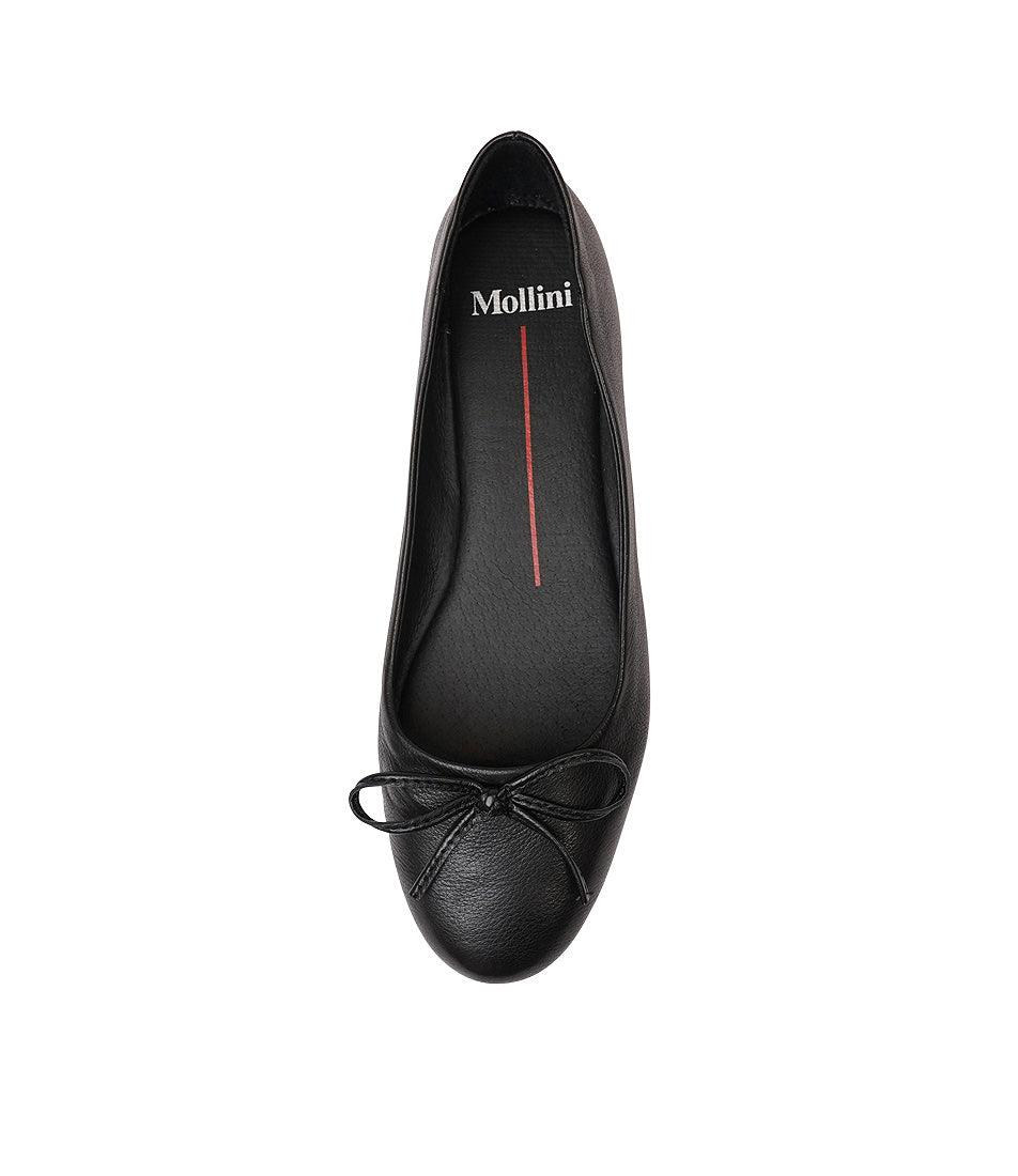 Ballerina Black Leather Ballet Flats, MOLLINI - Shouz