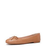 Ballerina Dark Tan Leather Ballet Flats, MOLLINI - Shouz