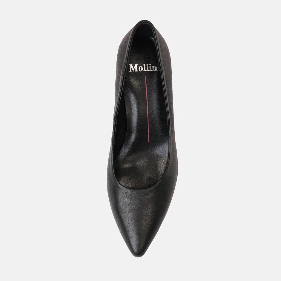 Charli Black Leather Heels, MOLLINI - Shouz