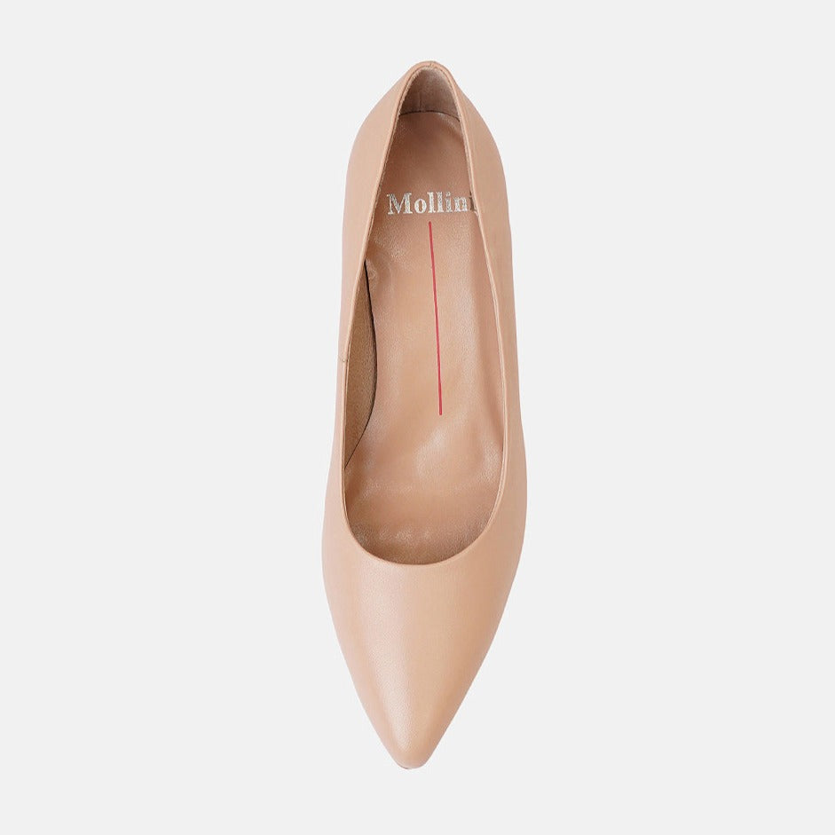 Charli Nude Leather Heels, MOLLINI - Shouz