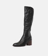 Cosmmo Black Leather/White/Dark Tan Heel Knee High Boots