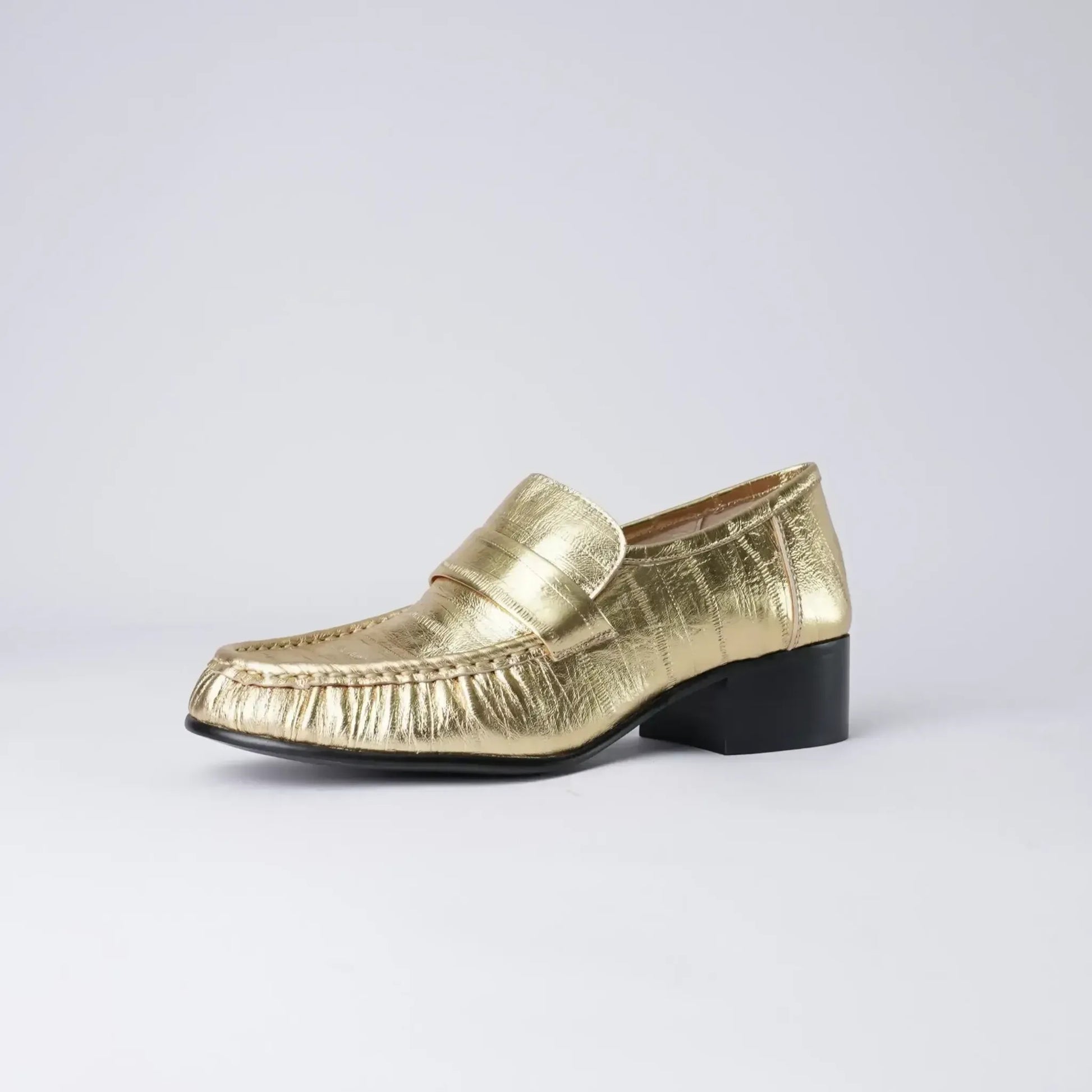 Jones Gold Strip Leather Loafers, MOLLINI - Shouz