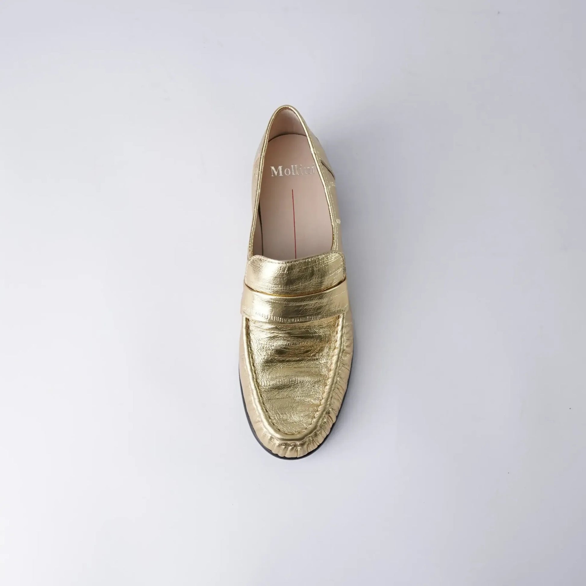 Jones Gold Strip Leather Loafers, MOLLINI - Shouz