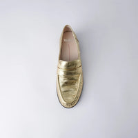 Jones Gold Strip Leather Loafers, MOLLINI - Shouz