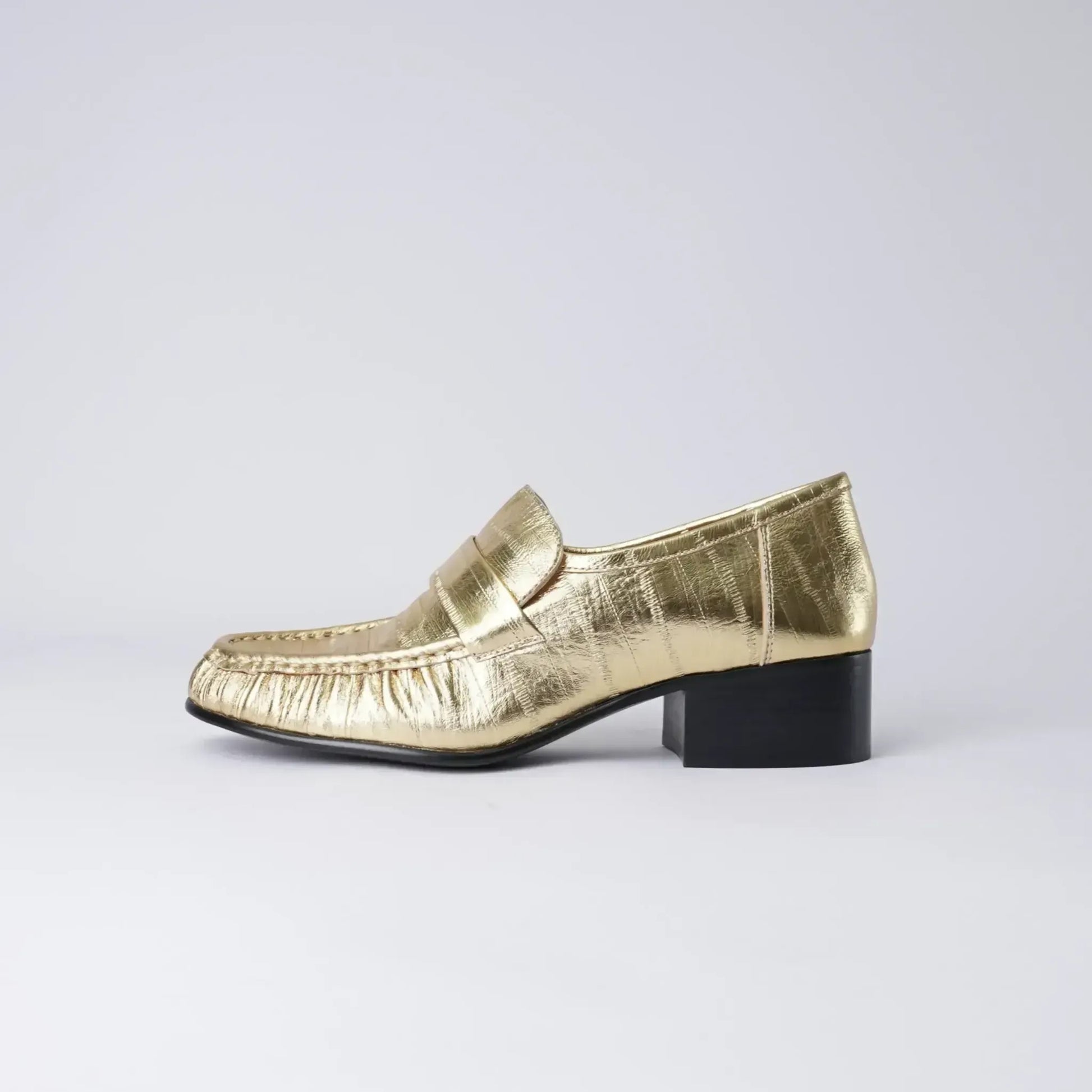 Jones Gold Strip Leather Loafers, MOLLINI - Shouz
