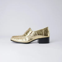 Jones Gold Strip Leather Loafers, MOLLINI - Shouz