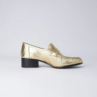 Jones Gold Strip Leather Loafers, MOLLINI - Shouz