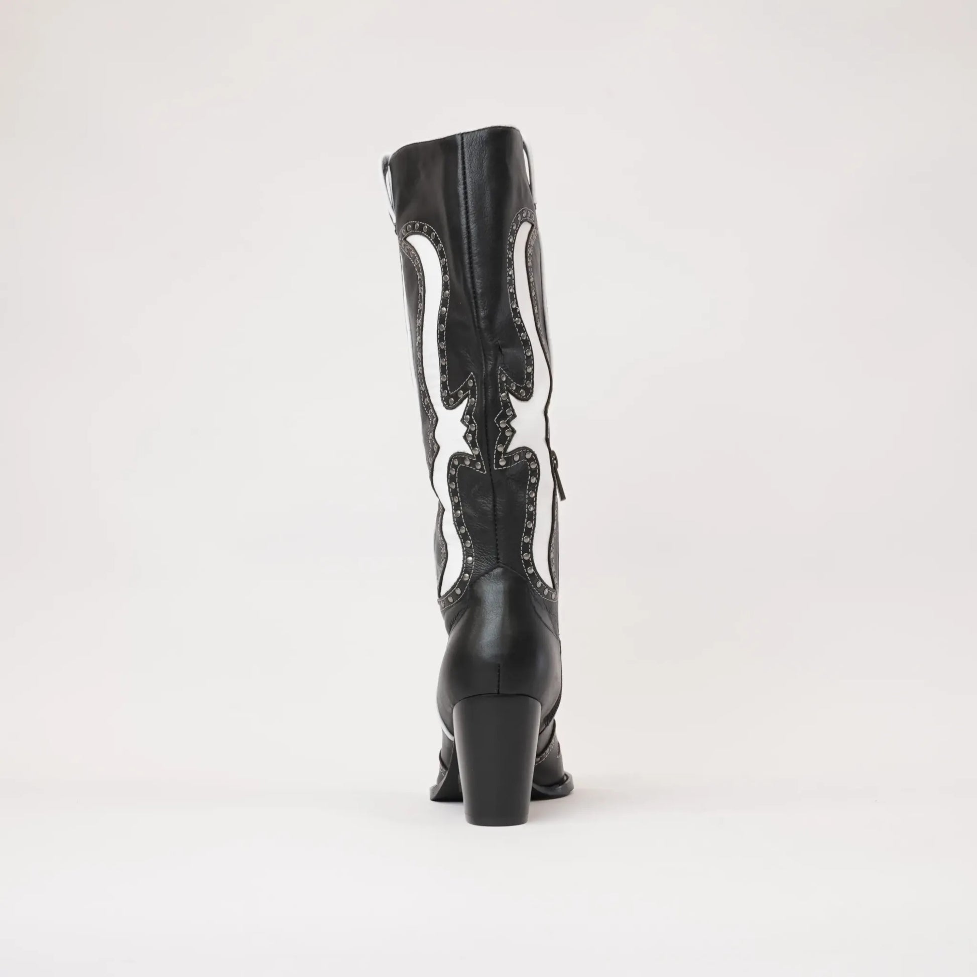 Lurva Black/White Leather Knee High Boots, MOLLINI - Shouz
