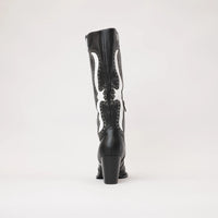 Lurva Black/White Leather Knee High Boots, MOLLINI - Shouz