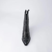 Riava Black / White Stitch Leather Boots, MOLLINI - Shouz