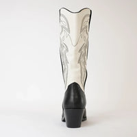Riding Black / Cream Leather Embroidery Knee High Boots, MOLLINI - Shouz
