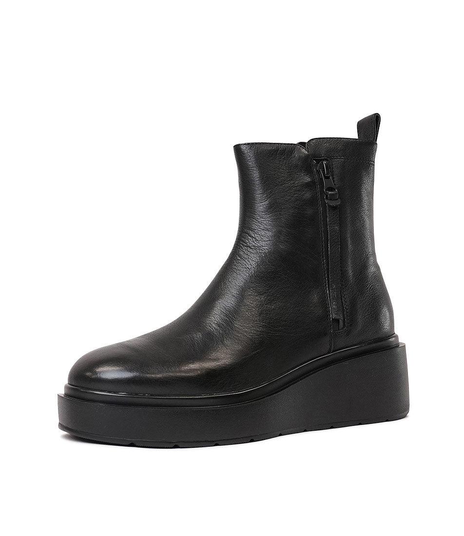 Sedrin Black Leather Ankle Boots - Shouz