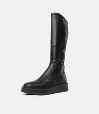 Talker Black Stretch Smooth Leather Knee High Boots, MOLLINI - Shouz