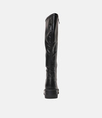 Talker Black Stretch Smooth Leather Knee High Boots, MOLLINI - Shouz