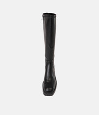 Talker Black Stretch Smooth Leather Knee High Boots, MOLLINI - Shouz