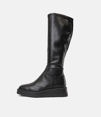 Talker Black Stretch Smooth Leather Knee High Boots, MOLLINI - Shouz