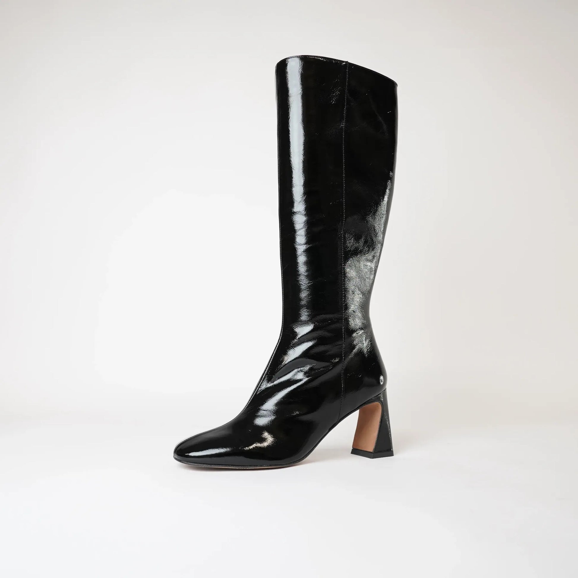 Ag-23596 Black Patent Knee High Boots, NEO - Shouz