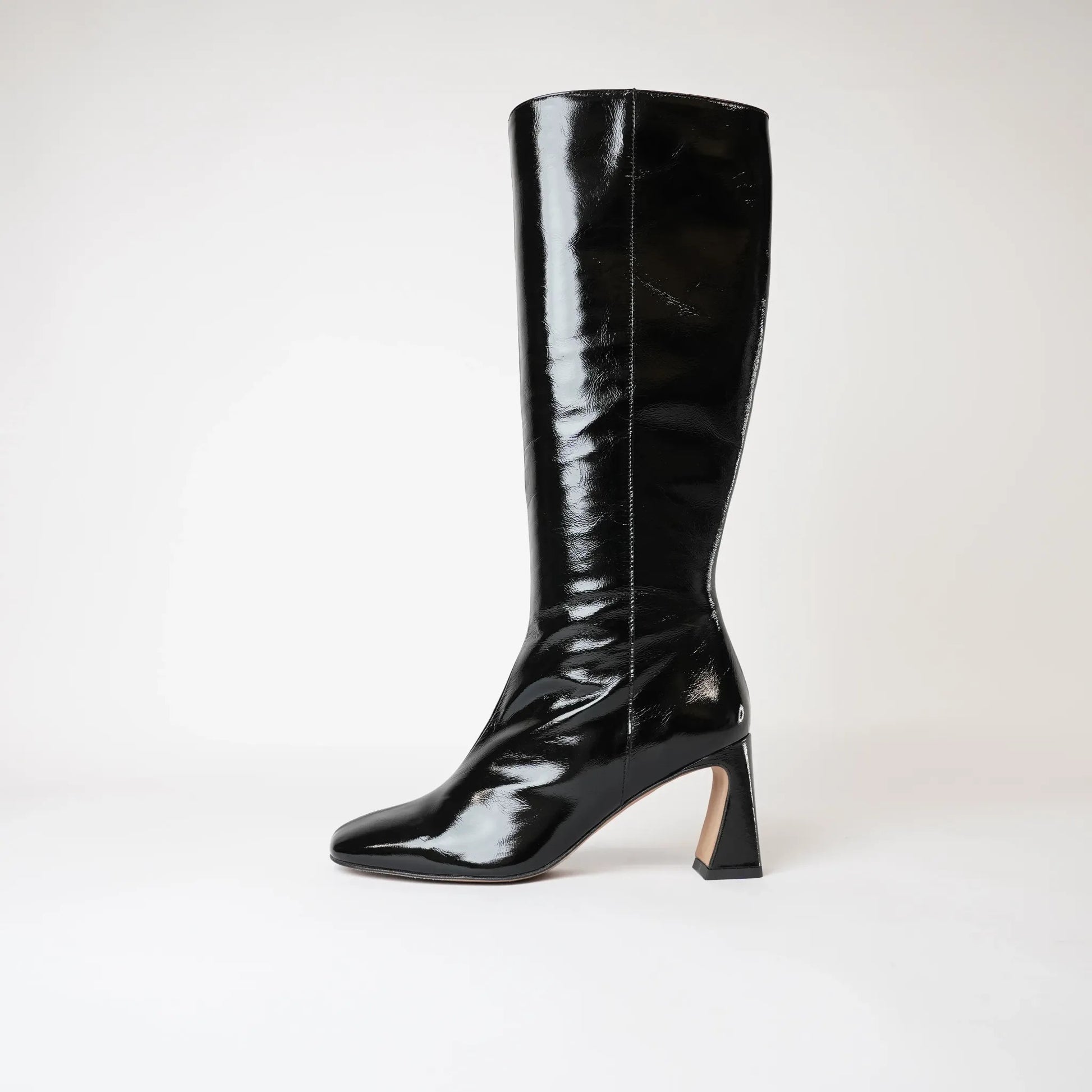 Ag-23596 Black Patent Knee High Boots, NEO - Shouz