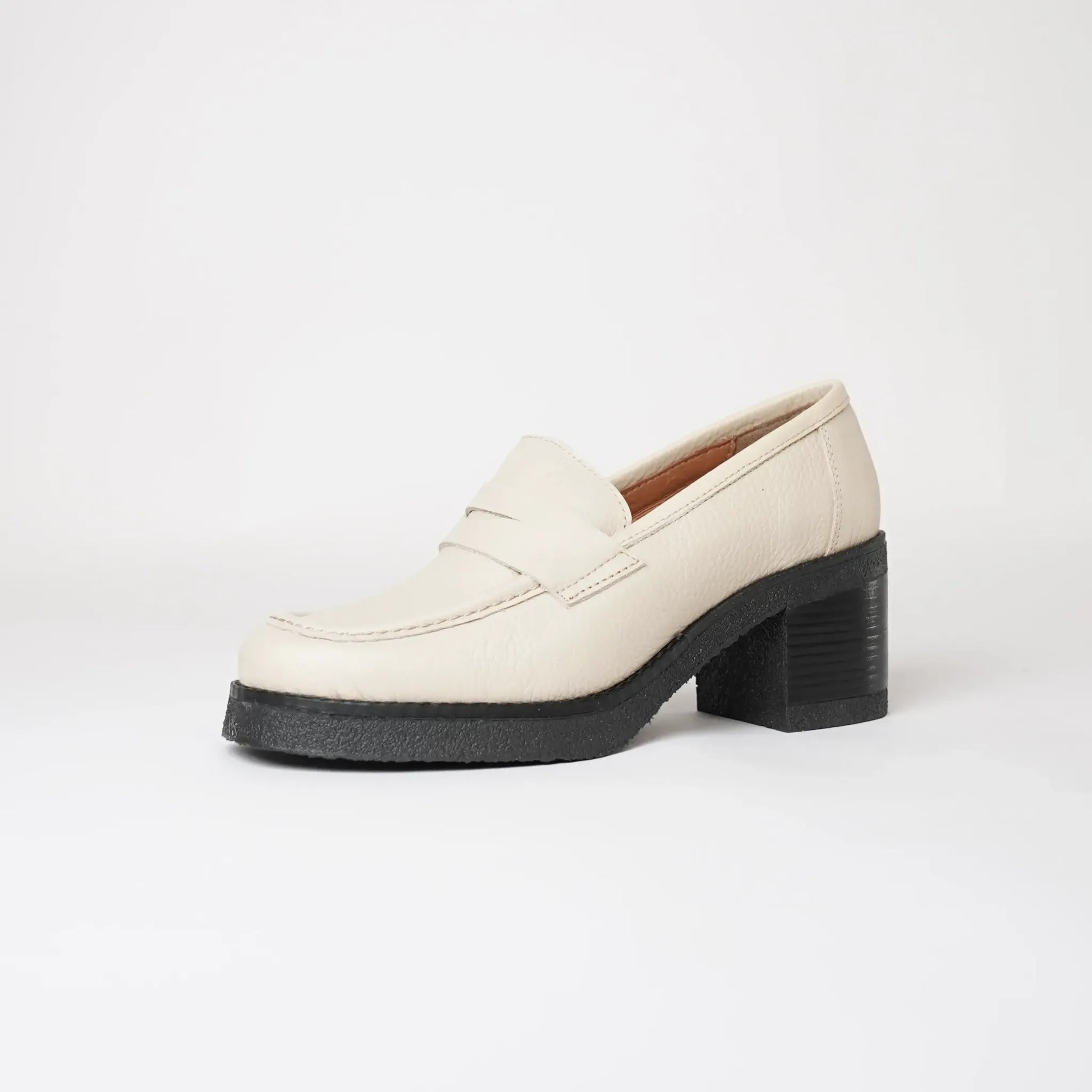 Maira Ivory Leather Loafers, NU BY NEO - Shouz