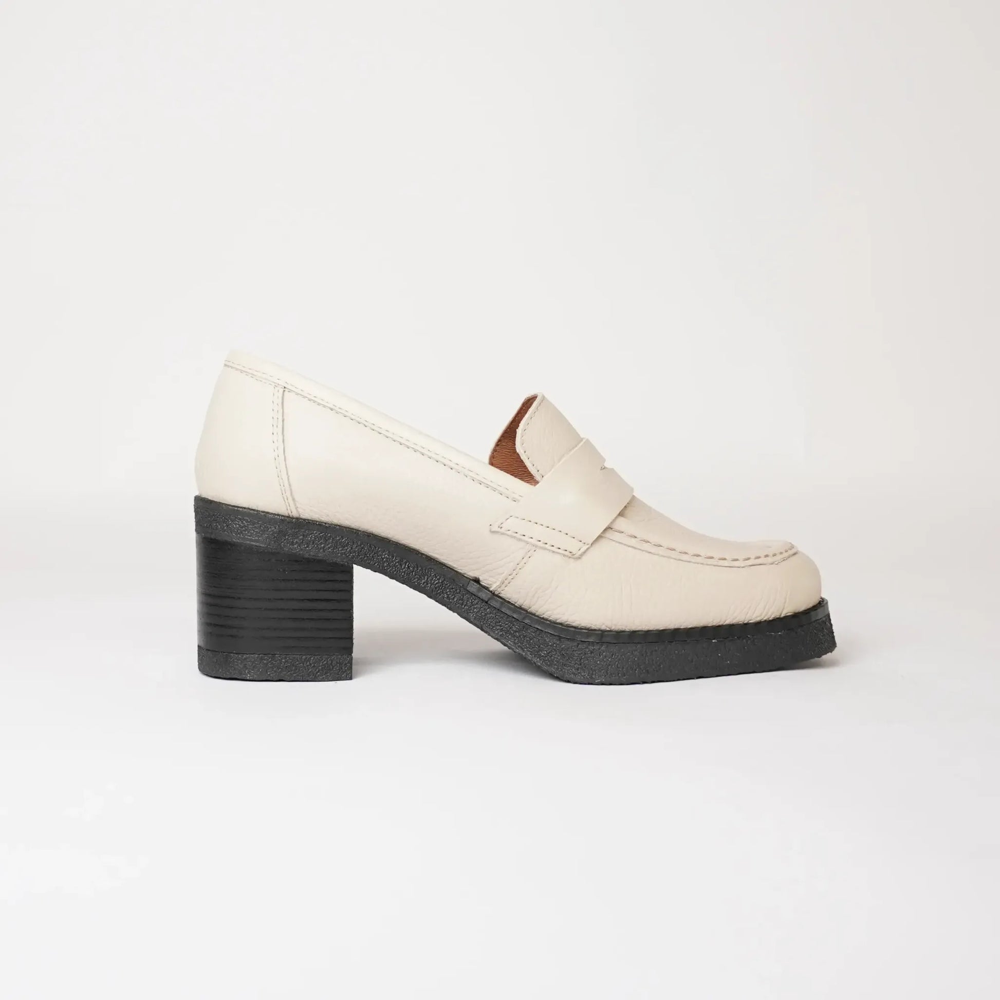 Maira Ivory Leather Loafers, NU BY NEO - Shouz