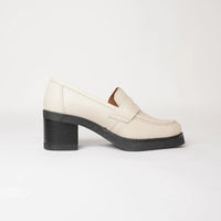 Maira Ivory Leather Loafers, NU BY NEO - Shouz