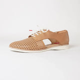 Sidecut Punch Tan Lace Up Flats, ROLLIE - Shouz
