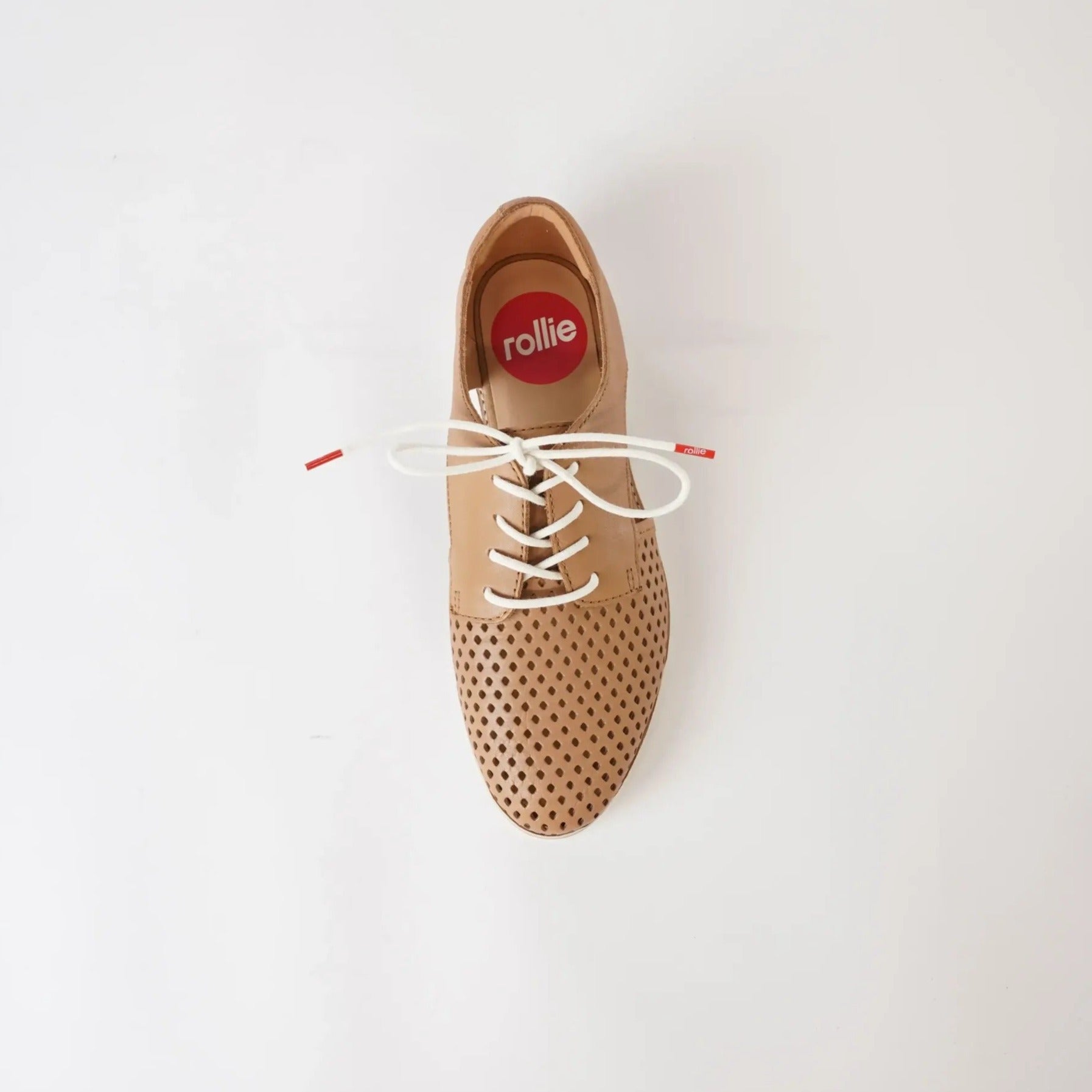 Sidecut Punch Tan Lace Up Flats, ROLLIE - Shouz