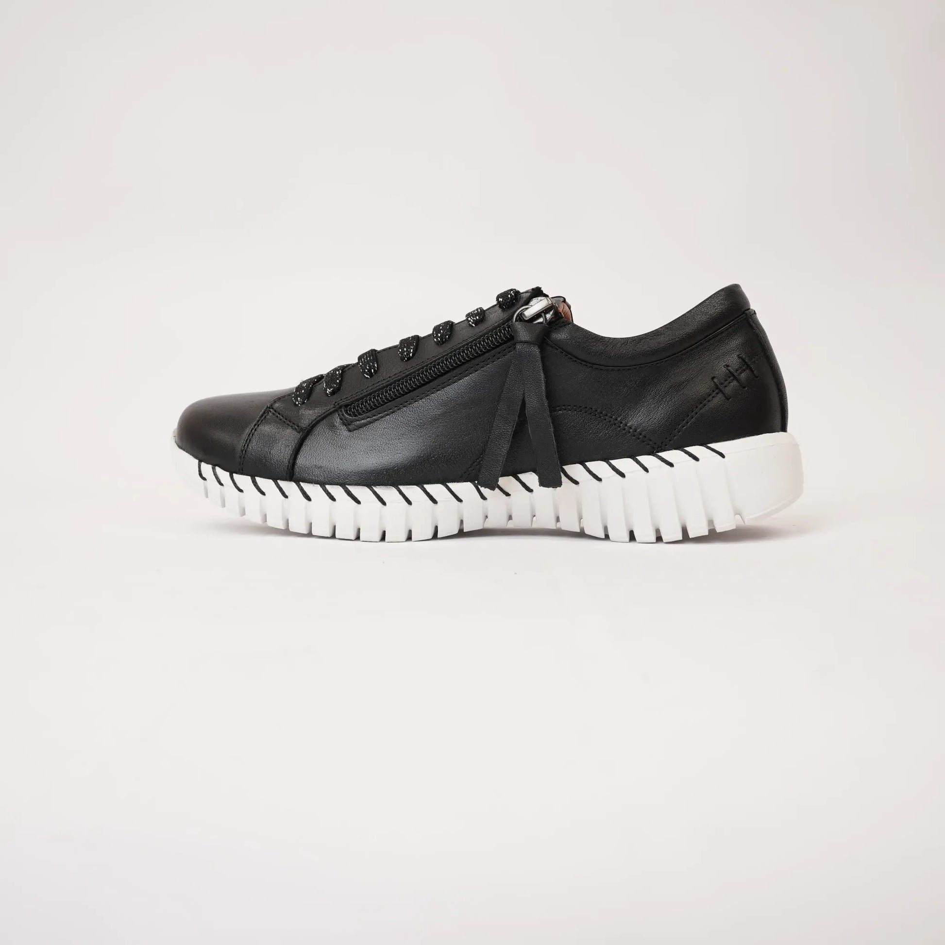Bibi Black Leather Sneakers, SALA - Shouz