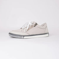 Ronnie Silver Grey Leather Sneakers, SALA - Shouz