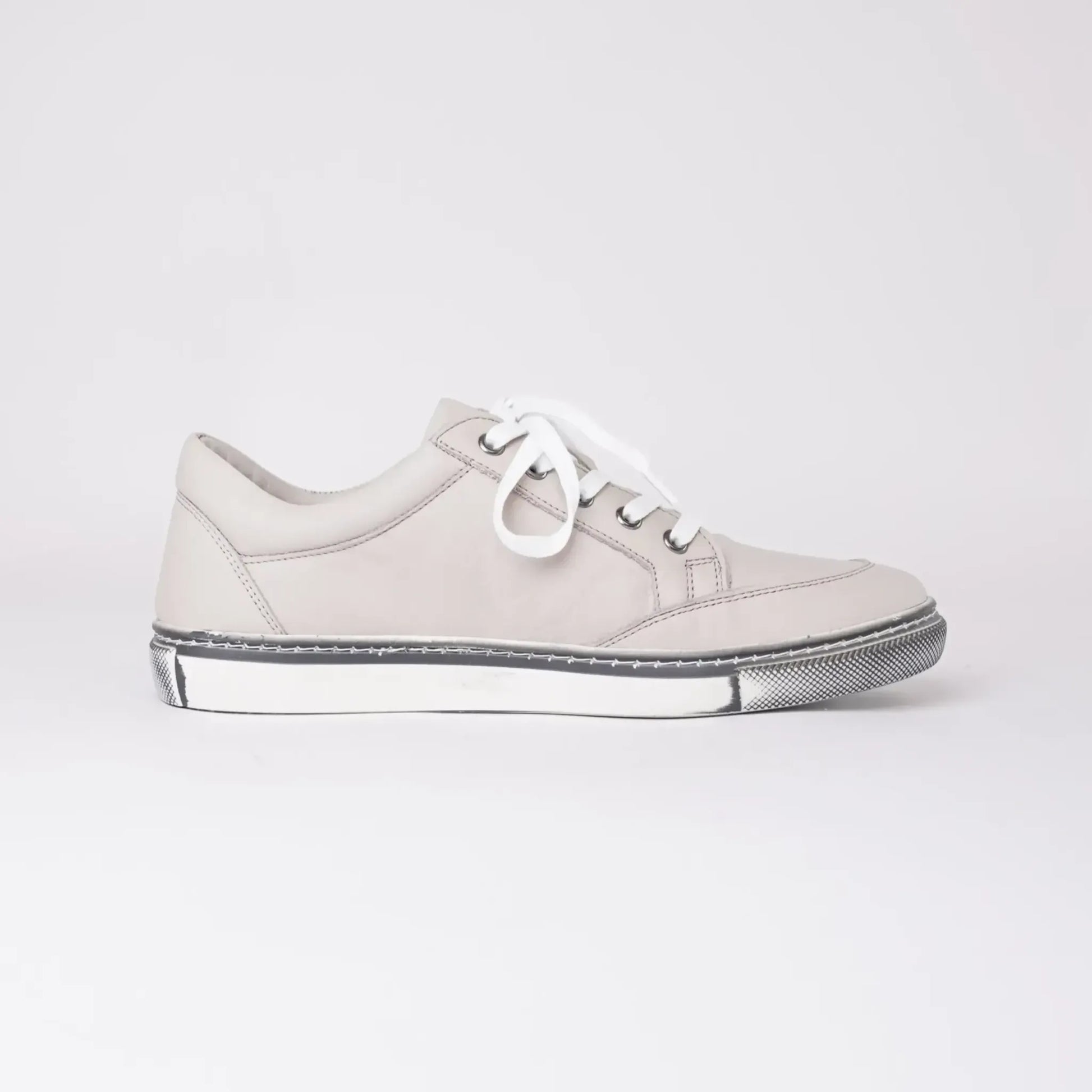 Ronnie Silver Grey Leather Sneakers, SALA - Shouz