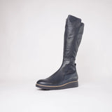 Oletta Navy Leather Knee High Boots, TOP END - Shouz