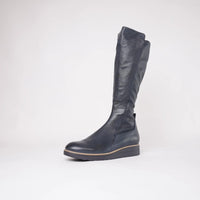 Oletta Navy Leather Knee High Boots, TOP END - Shouz