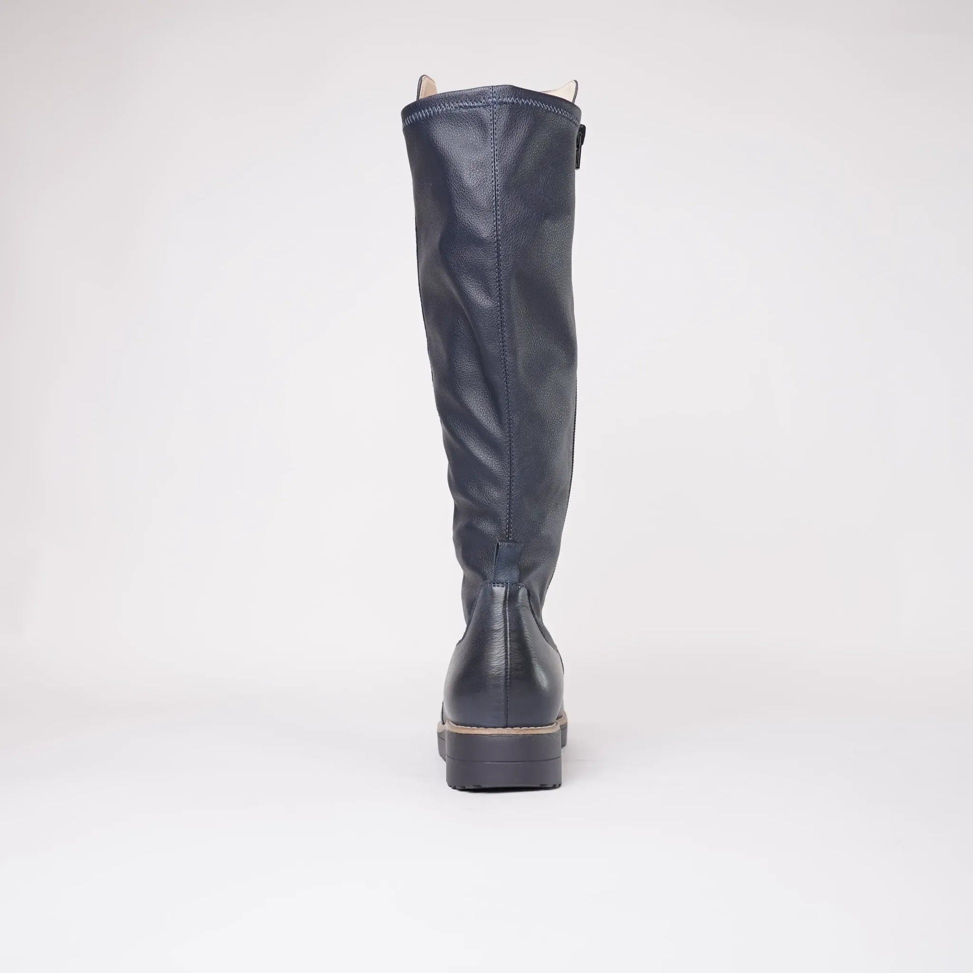 Oletta Navy Leather Knee High Boots, TOP END - Shouz
