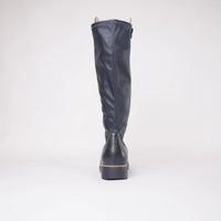 Oletta Navy Leather Knee High Boots, TOP END - Shouz
