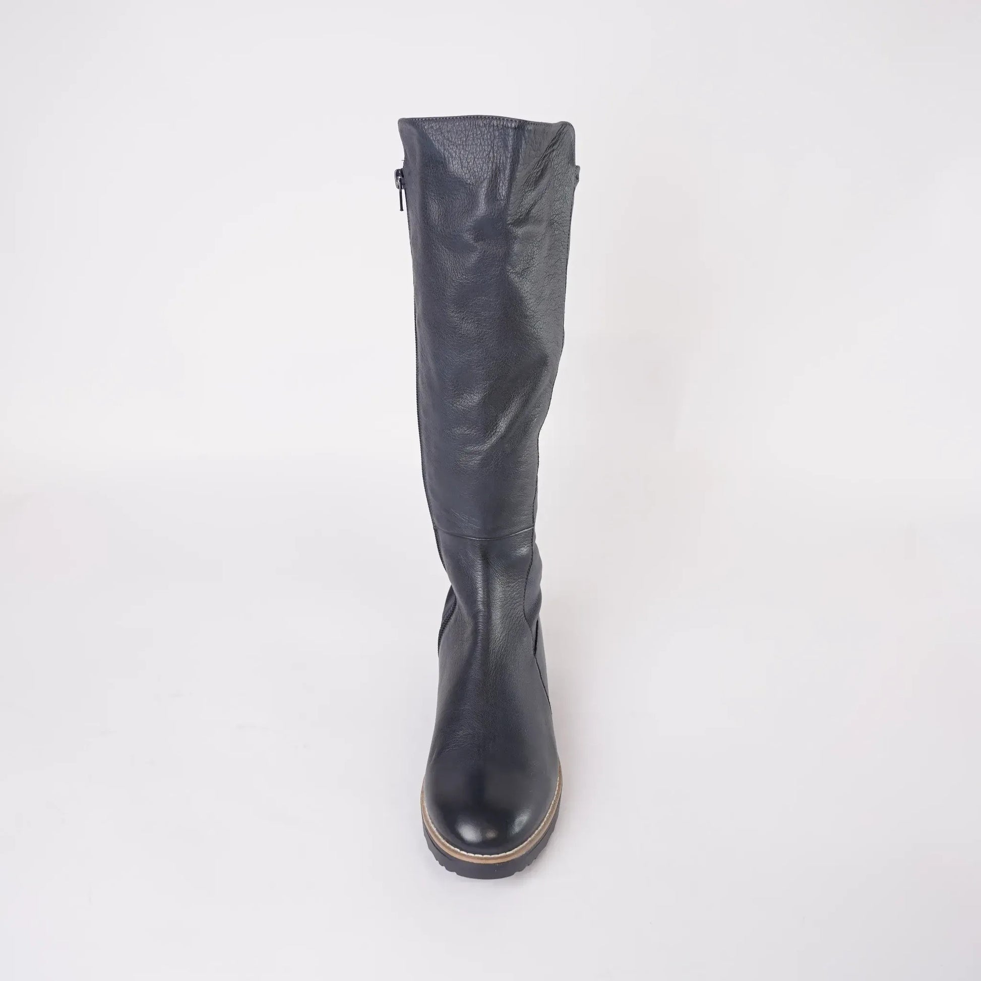 Oletta Navy Leather Knee High Boots, TOP END - Shouz
