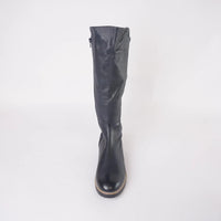 Oletta Navy Leather Knee High Boots, TOP END - Shouz