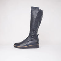 Oletta Navy Leather Knee High Boots, TOP END - Shouz
