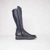 Oletta Navy Leather Knee High Boots, TOP END - Shouz