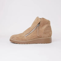 Opal Light Choc Suede /Ocelot Fur Ankle Boots, TOP END - Shouz
