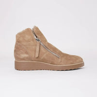 Opal Light Choc Suede /Ocelot Fur Ankle Boots, TOP END - Shouz