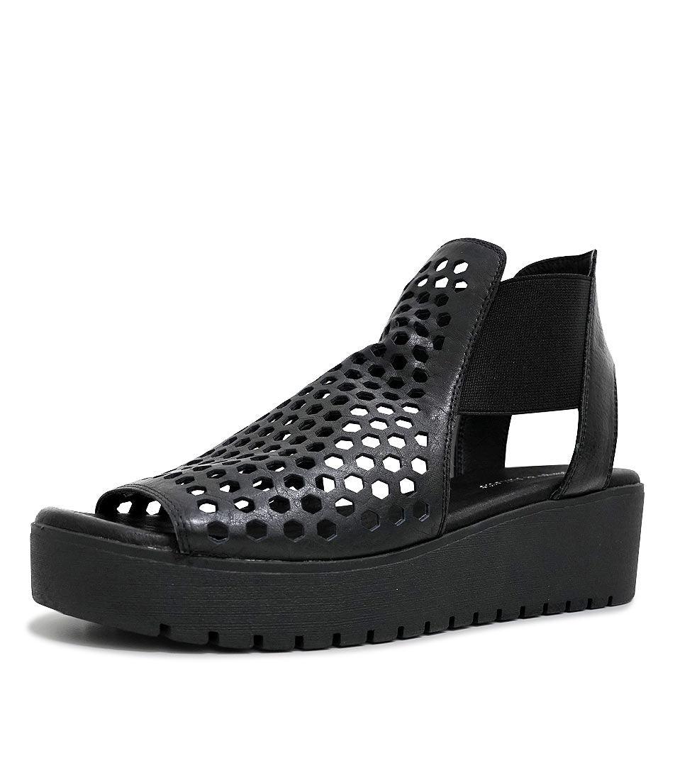 Odeya Black Leather Sandals - Shouz