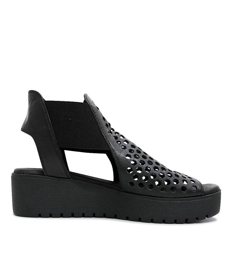Odeya Black Leather Sandals - Shouz